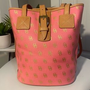Dooney and Bourke Pink and Gold Satchel Bag - Like new condition!